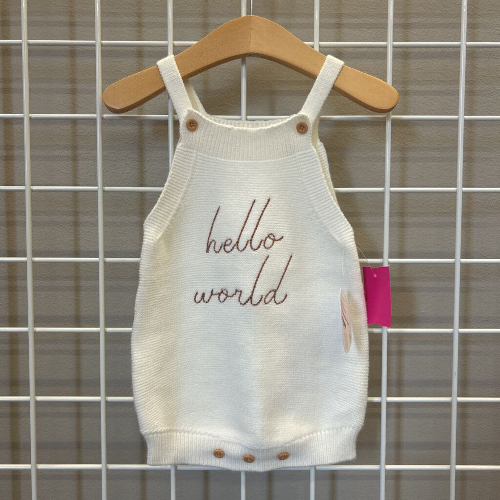 NWT Ally Pop Hello World Knit Tank Romper - 9/12m