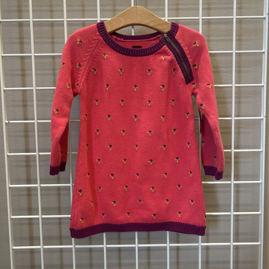 Tea Floral Knit LS Dress - 2