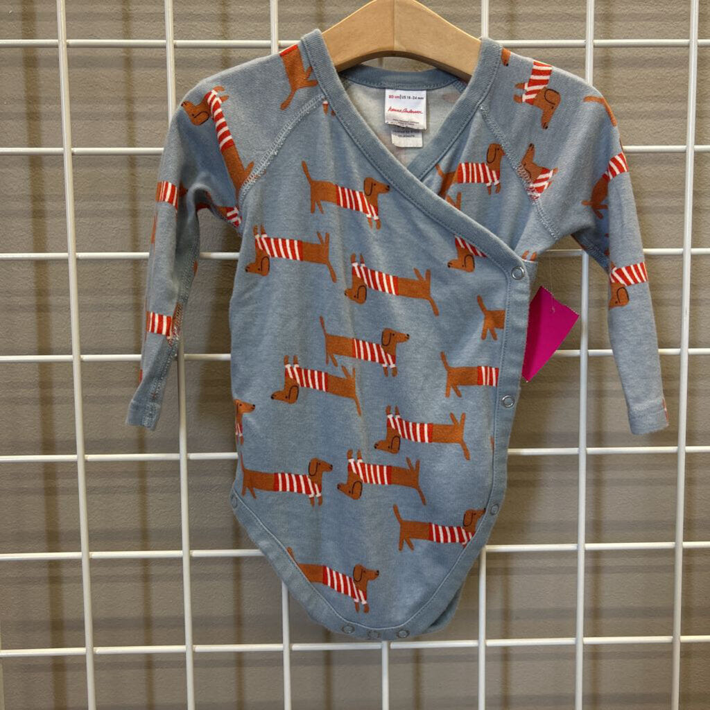 Hanna Andersson Dog Wrap LS Onesie - 18/24m
