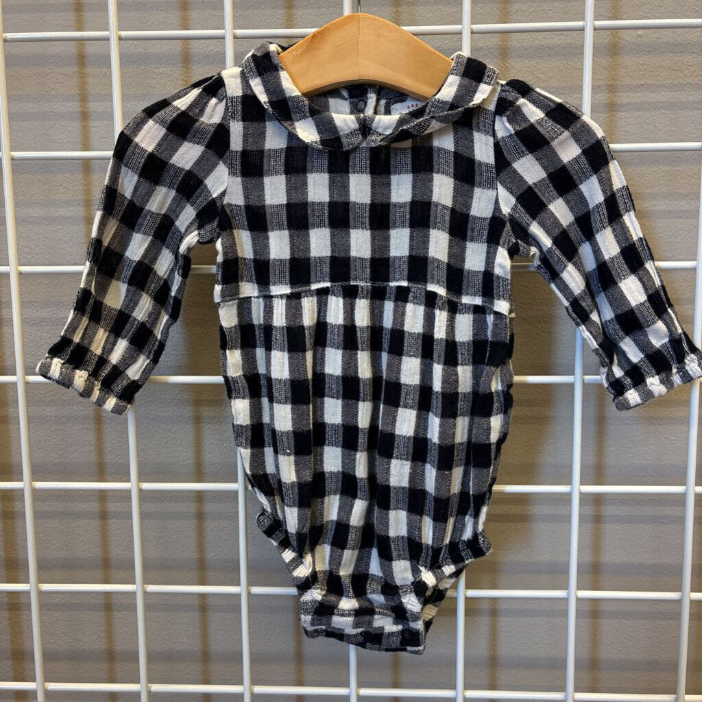 Cat & Jack Plaid Collar LS Bodysuit - 3/6m