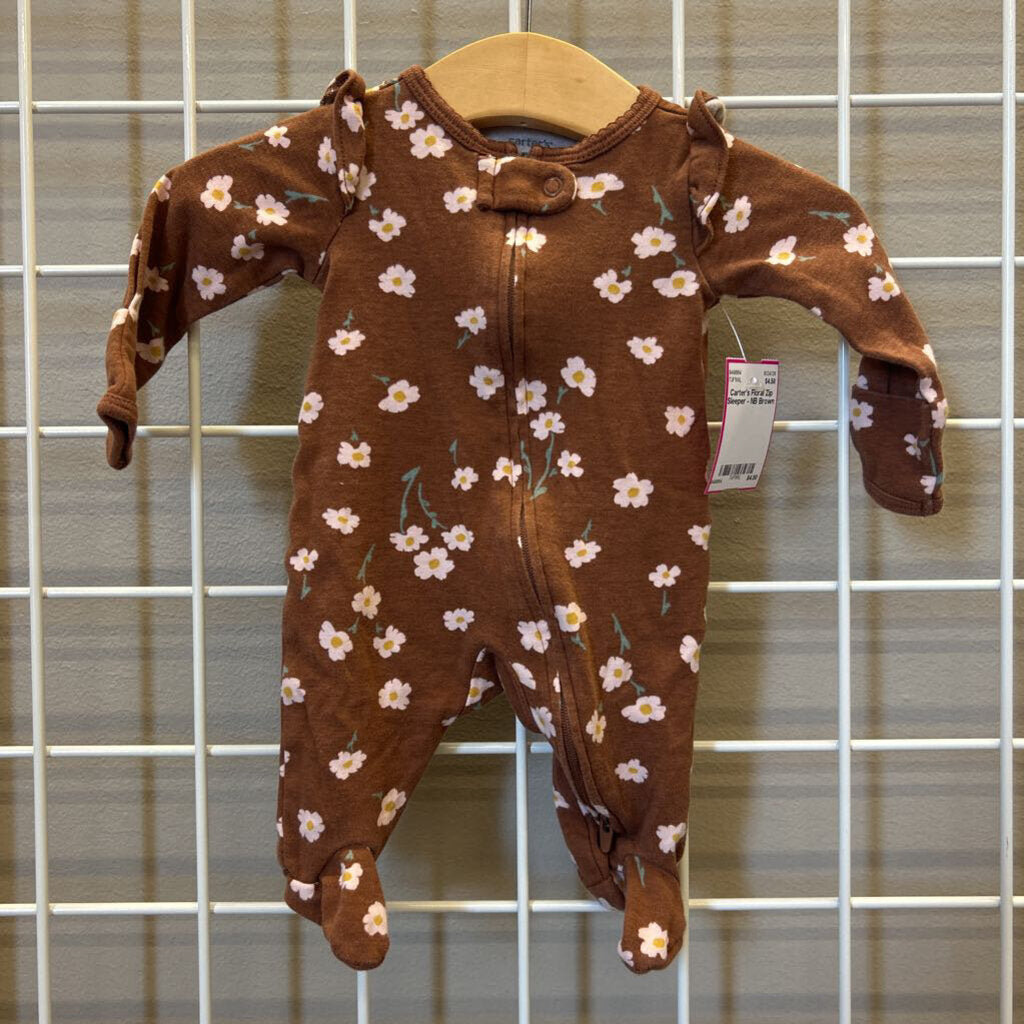 Carter's Floral Zip Sleeper - NB