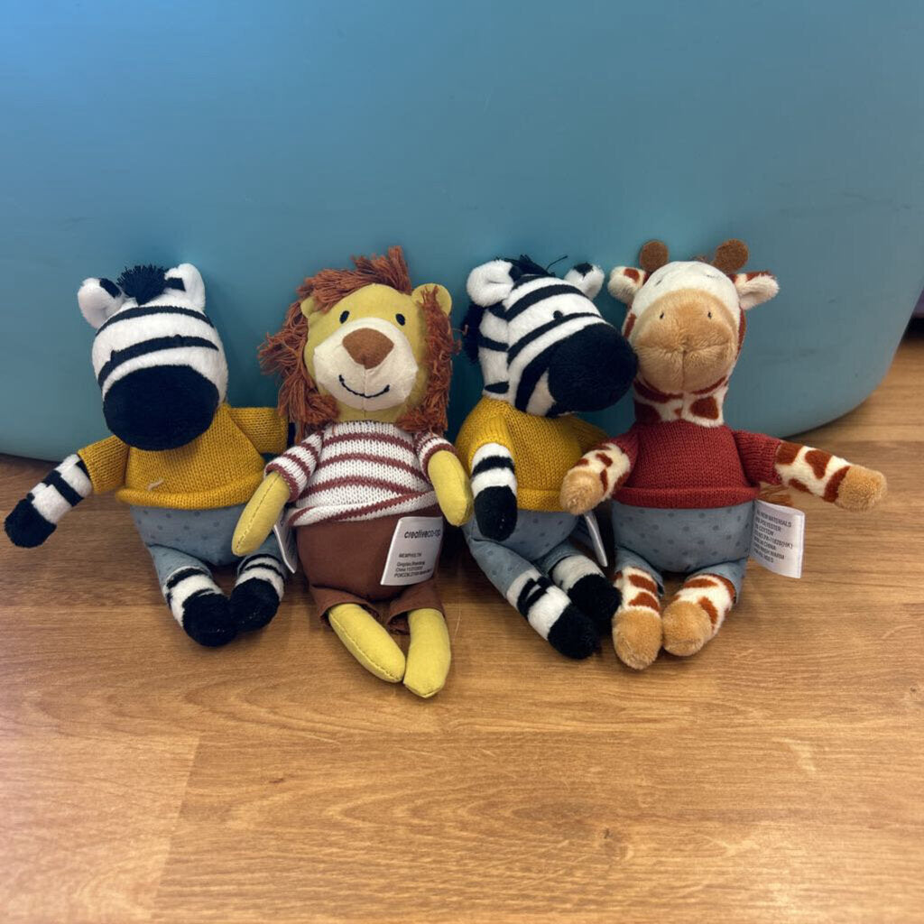 Set of 4 Creative Co-Op Plush Animals