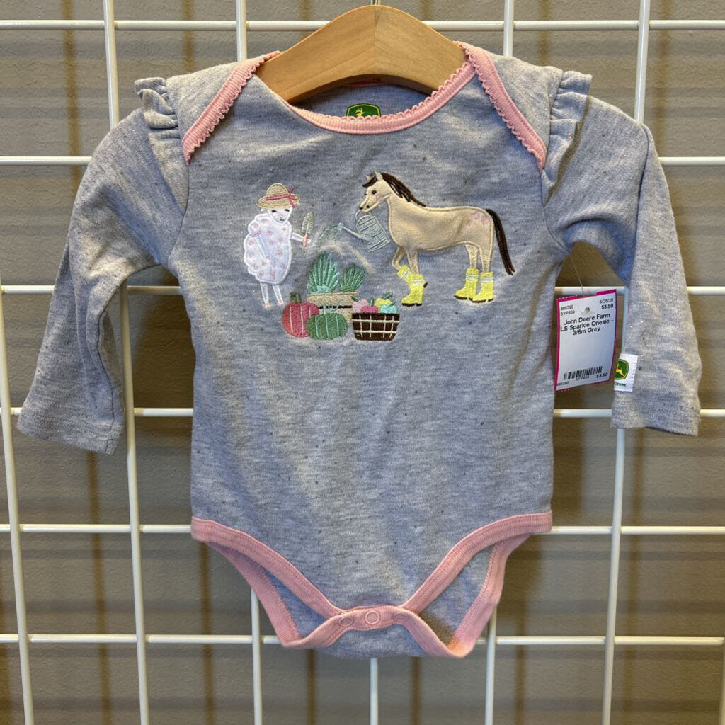 John Deere Farm LS Sparkle Onesie - 3/6m