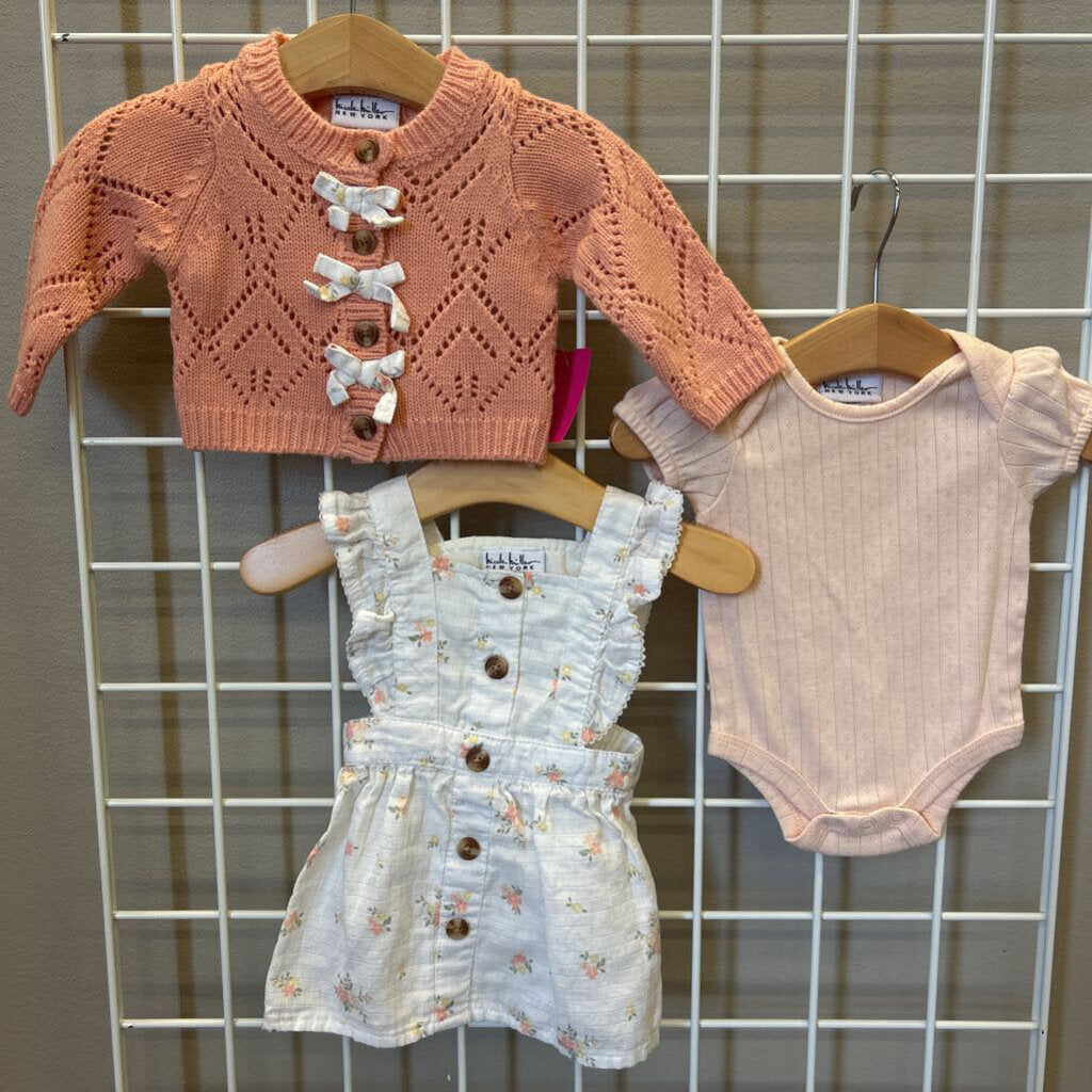 Nicole Miller Floral Three Pc Set - 0/3m
