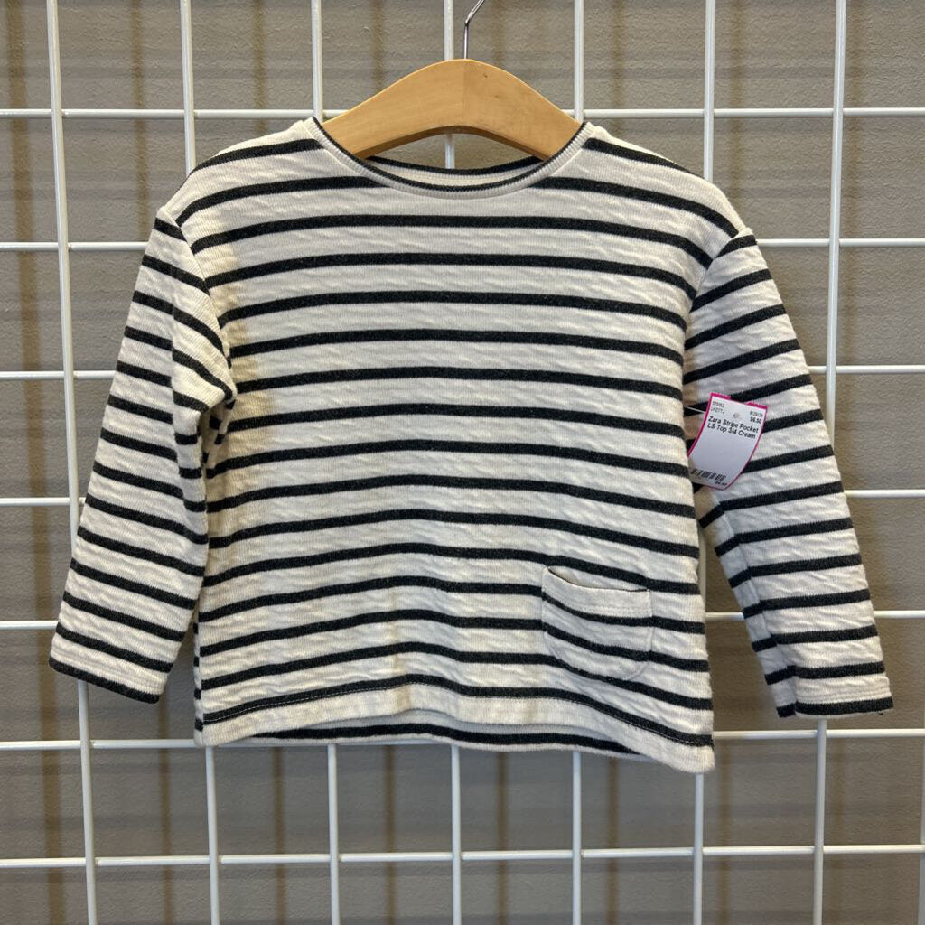 Zara Stripe Pocket LS Top 3/4