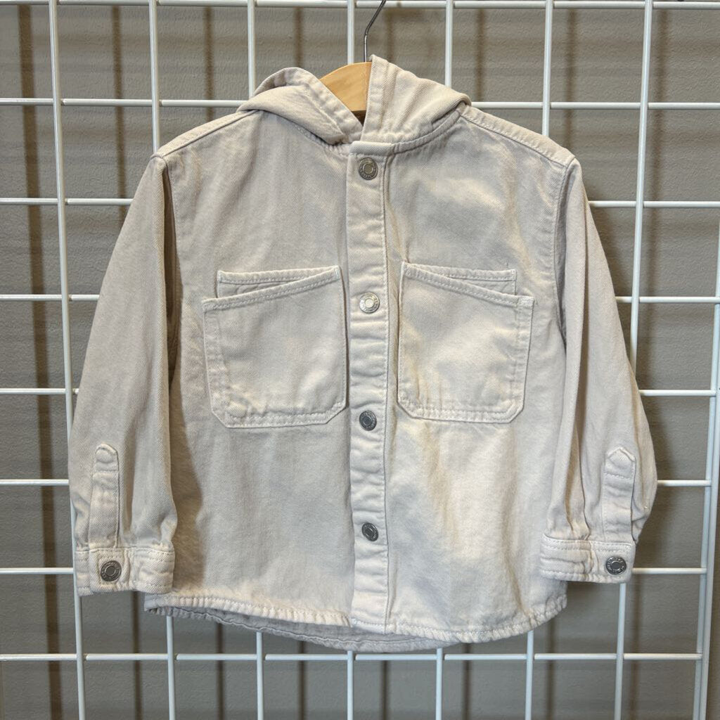 Zara Light Jean Button Up Hoodie Top 4T