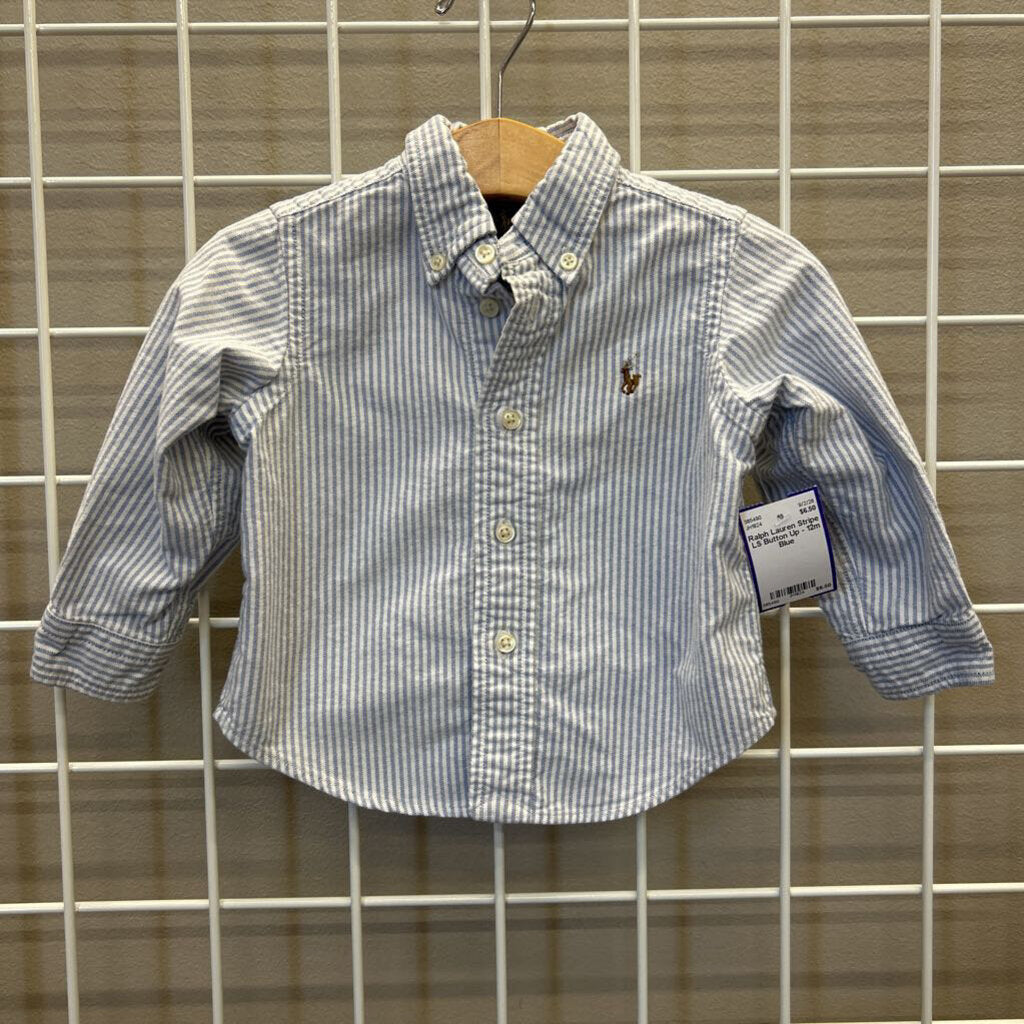 Ralph Lauren Stripe LS Button Up - 12m