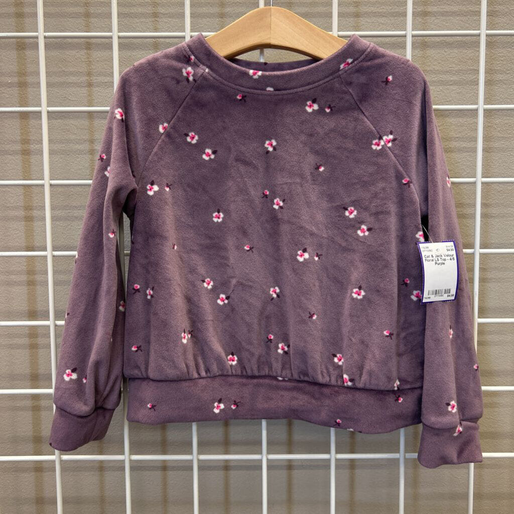 Cat & Jack Velour Floral LS Top - 4/5