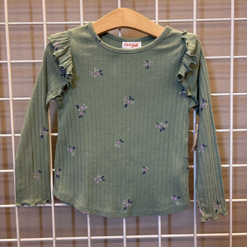 Cat & Jack Floral LS Tee - 4T