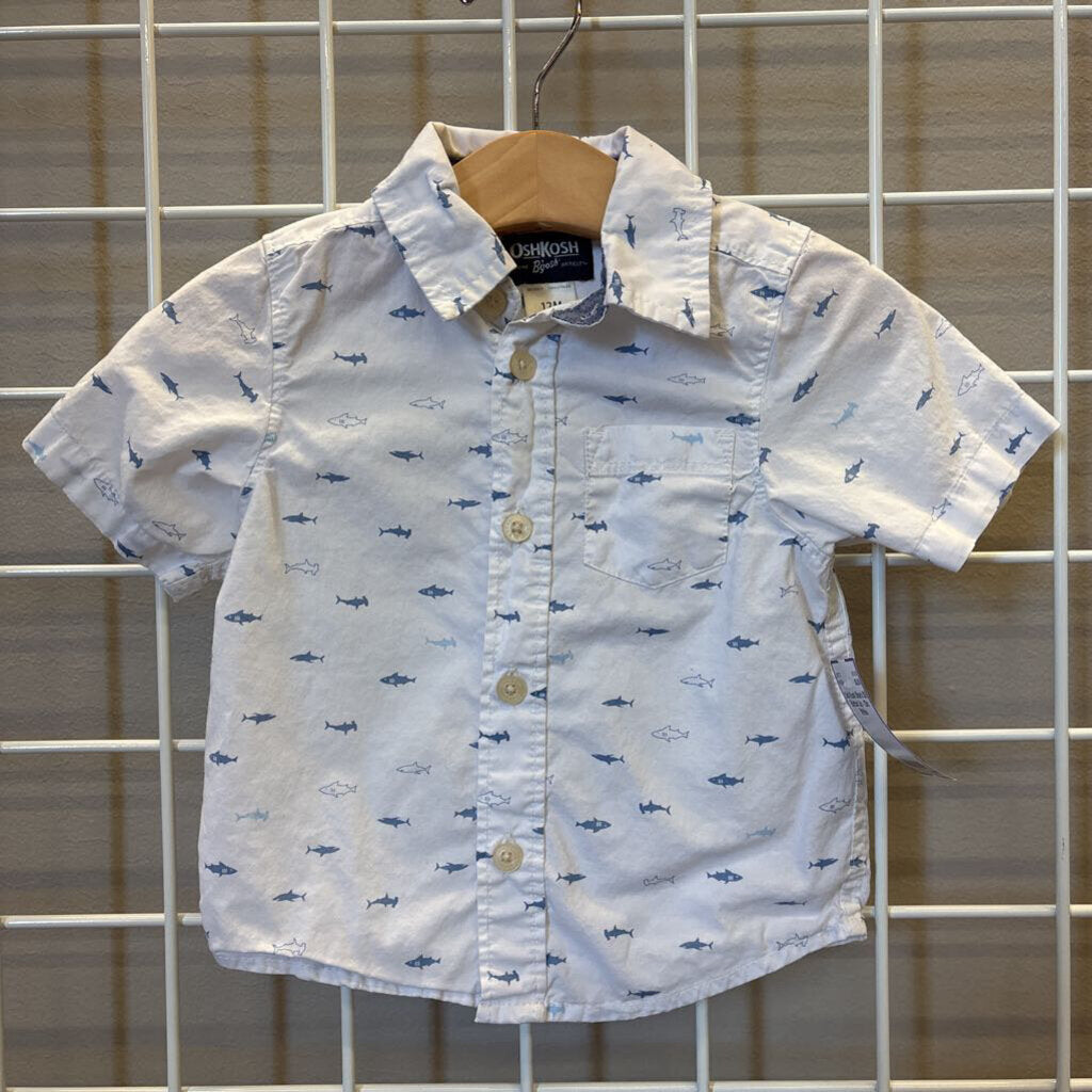 Osh Kosh Shark SS Button Up - 12m
