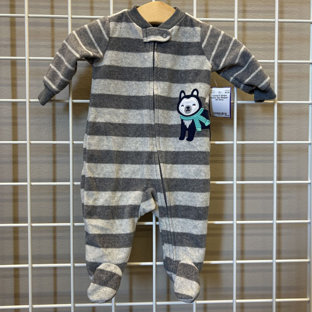 Carter's Stripe Fleece Zip Sleeper - 3m