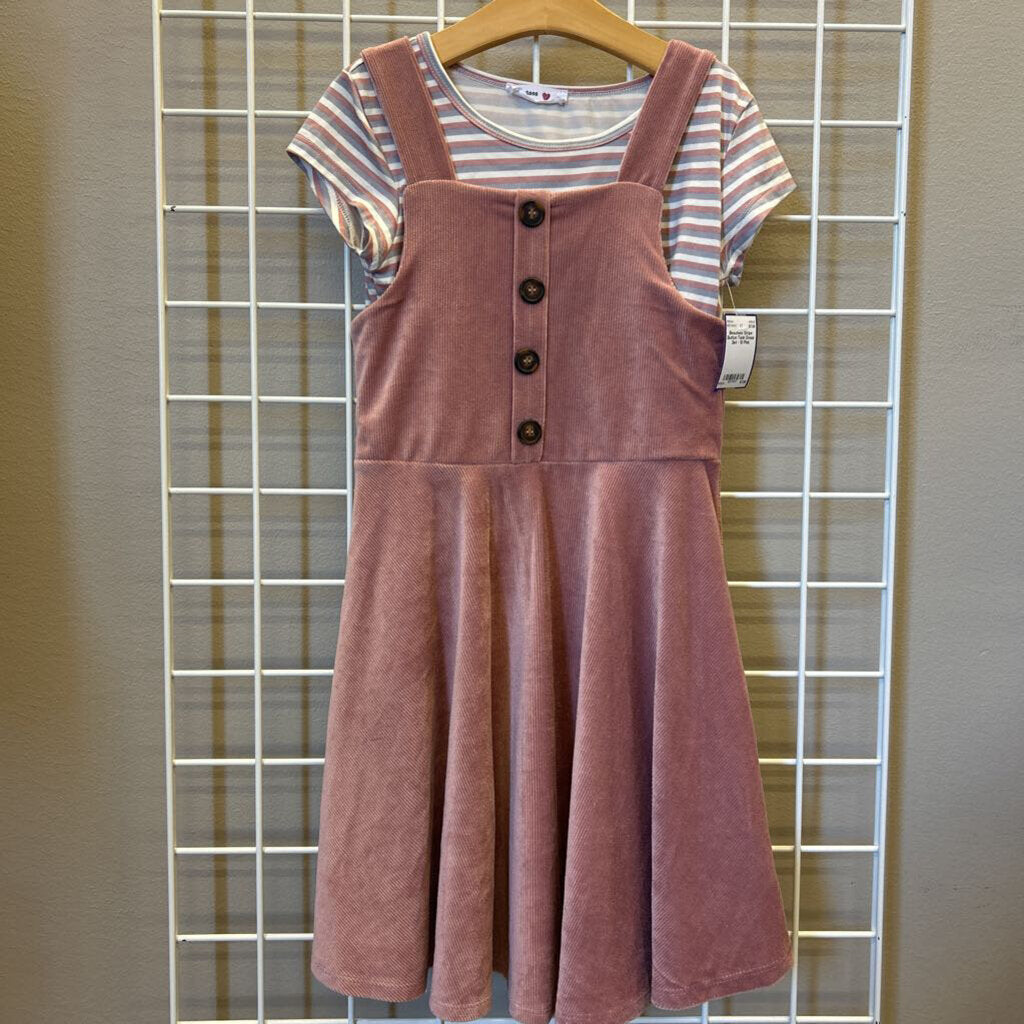 Beautees Stripe Button Tank Dress Set - 10