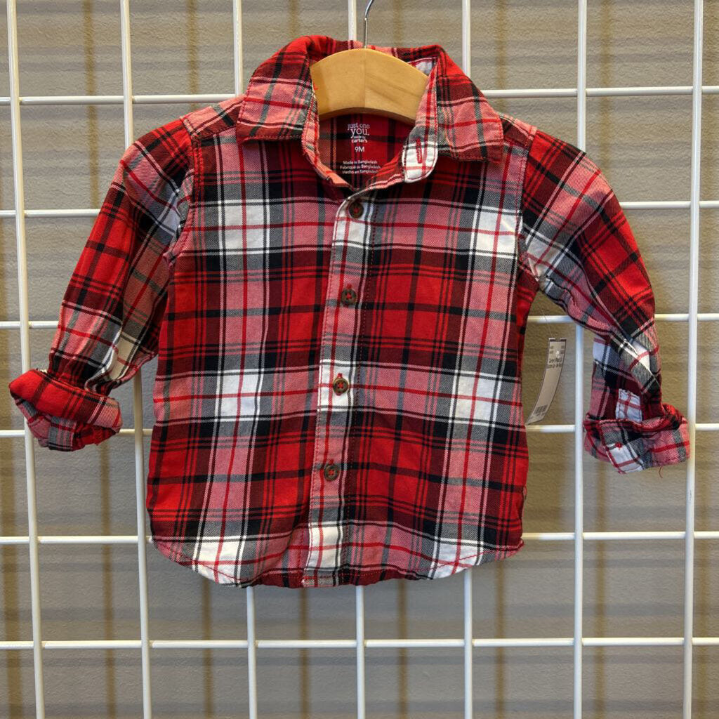 Carter's Plaid LS Button Up - 9m
