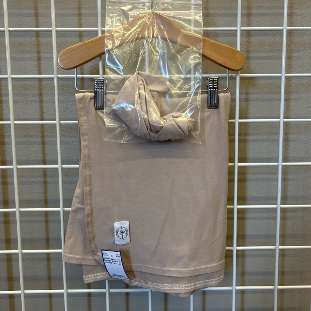 Lubella Supply Co. Swaddle Blanket w/ Knotted Hat - Tan