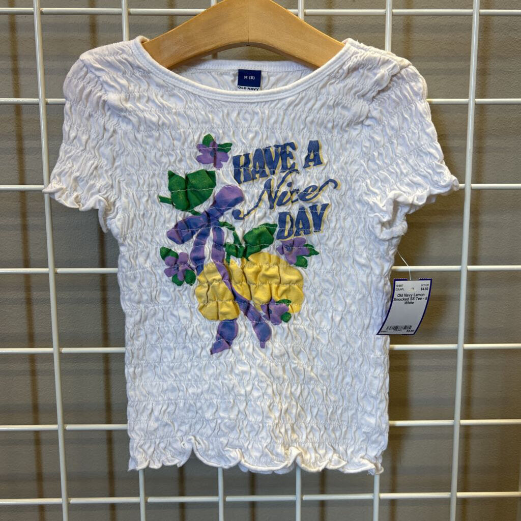 Old Navy Lemon Smocked SS Tee - 8