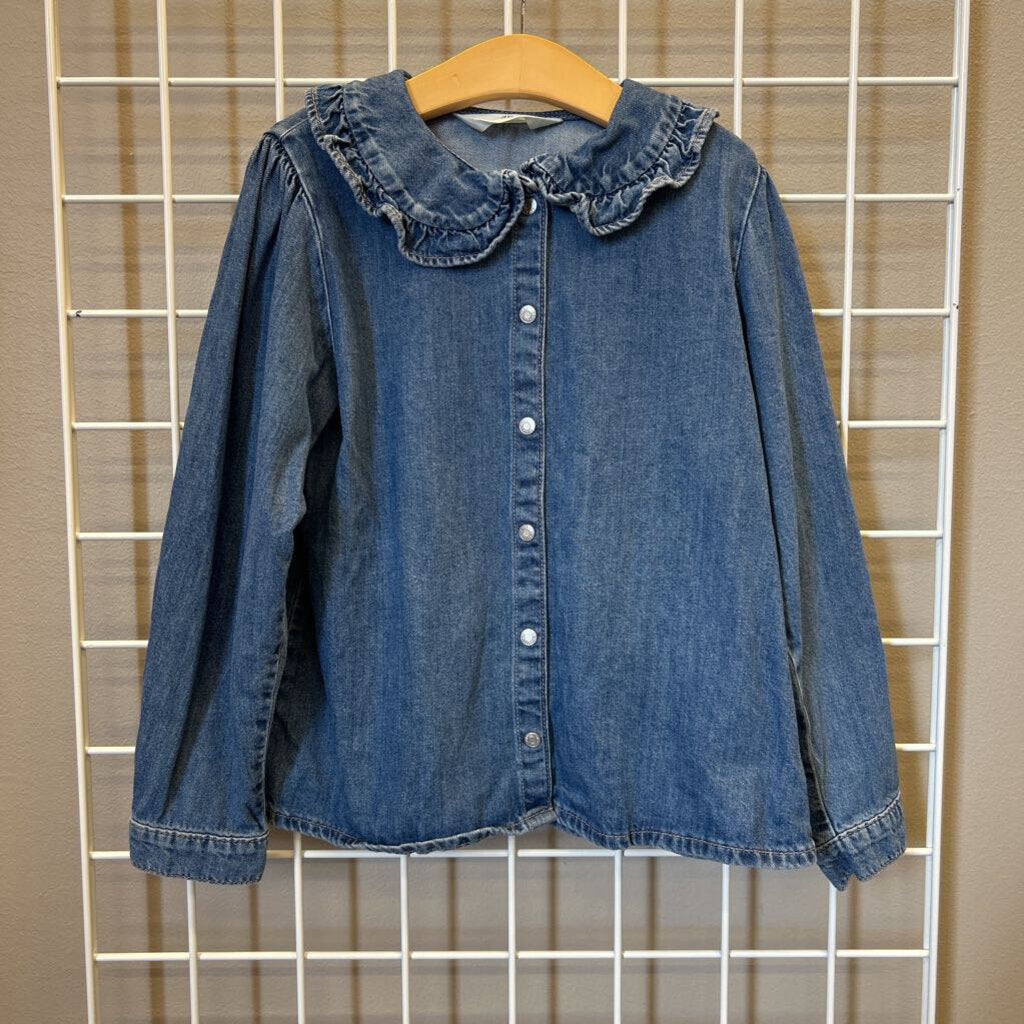 H&M Denim Collar LS Snap Top - 10