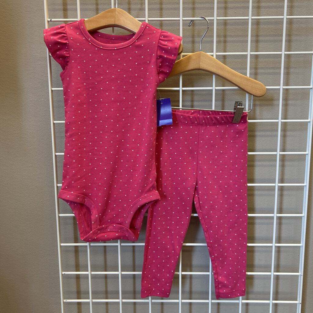 Carter's Heart Ladybug SS Onesie/Pants Set 18m