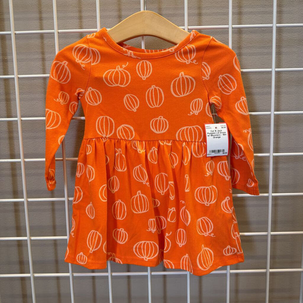 Cat & Jack Pumpkin LS Dress w/ Bloomers - 18m