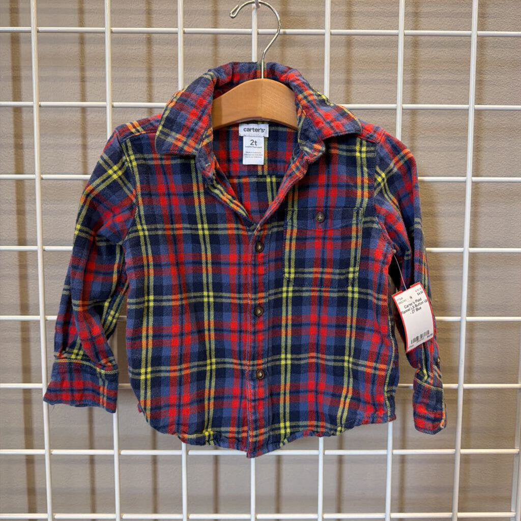 Carter's Plaid Flannel LS Button Up - 2T