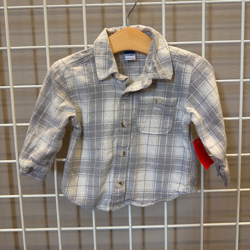 Old Navy Plaid LS Button Up - 12/18m