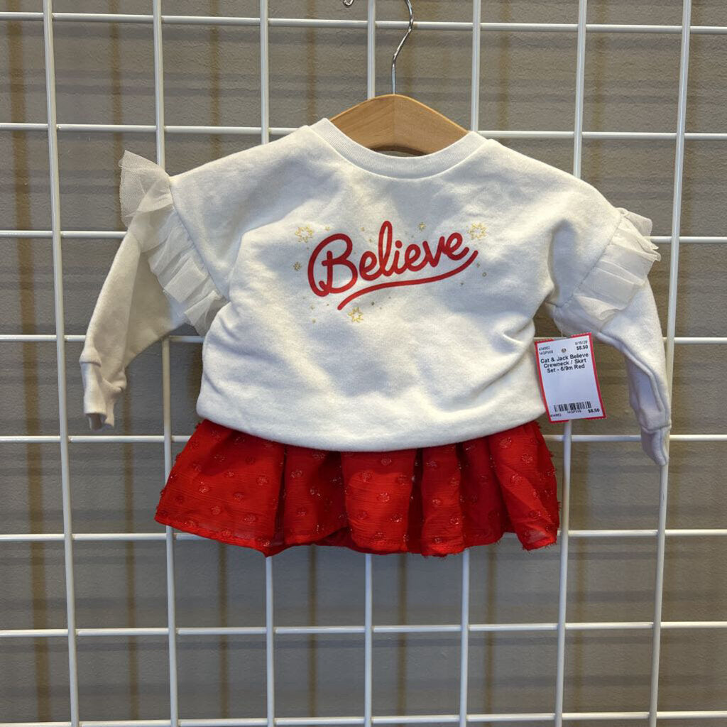 Cat & Jack Believe Crewneck / Skirt Set - 6/9m