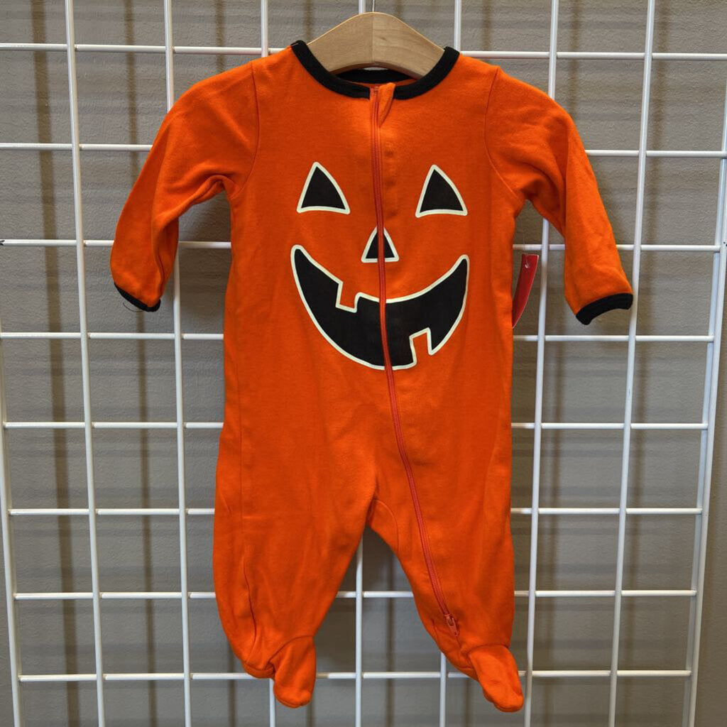Celebrate Halloween Pumpkin Zip Sleeper - 3/6m