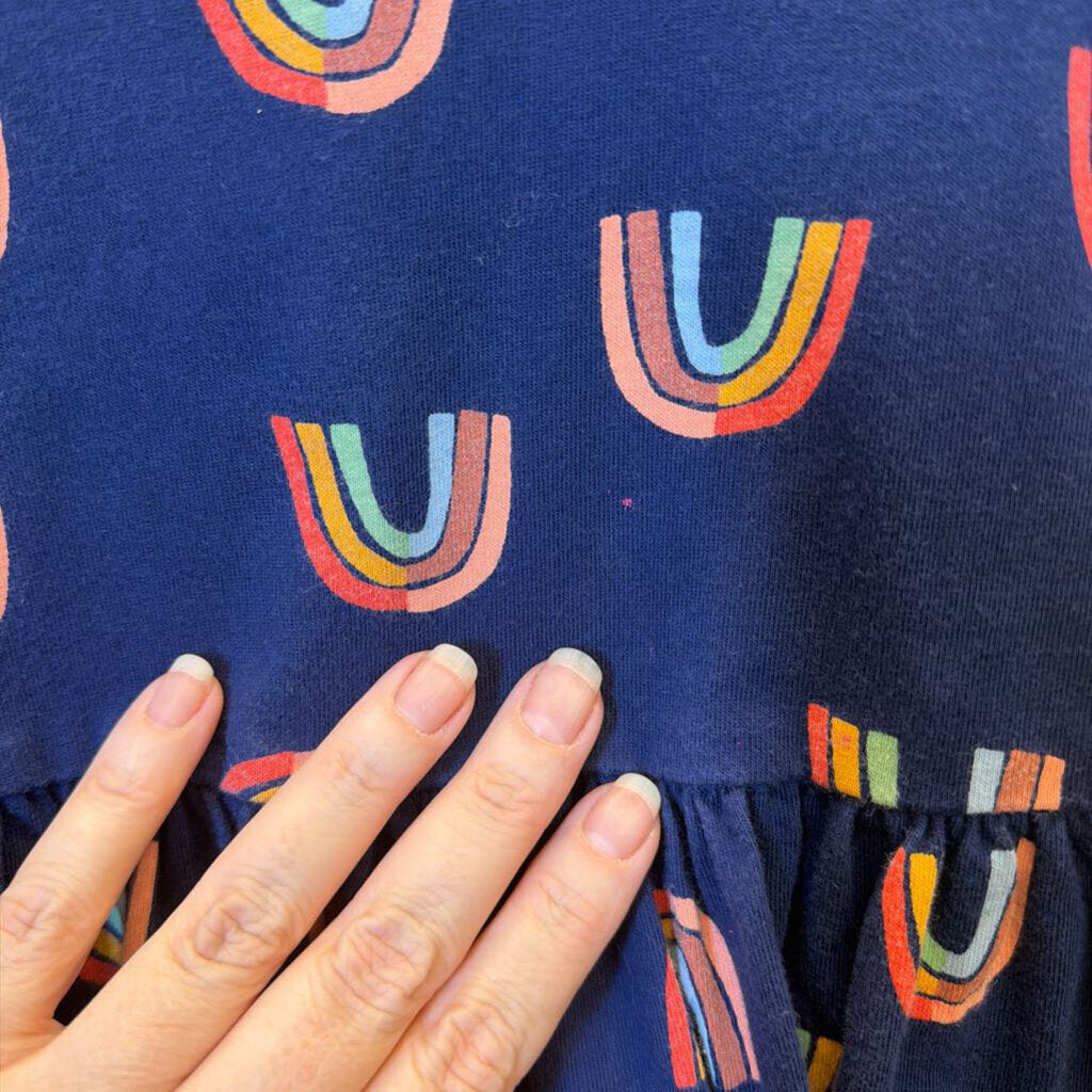 Hanna Andersson Rainbow LS Dress (paint marks on front) - 6/7