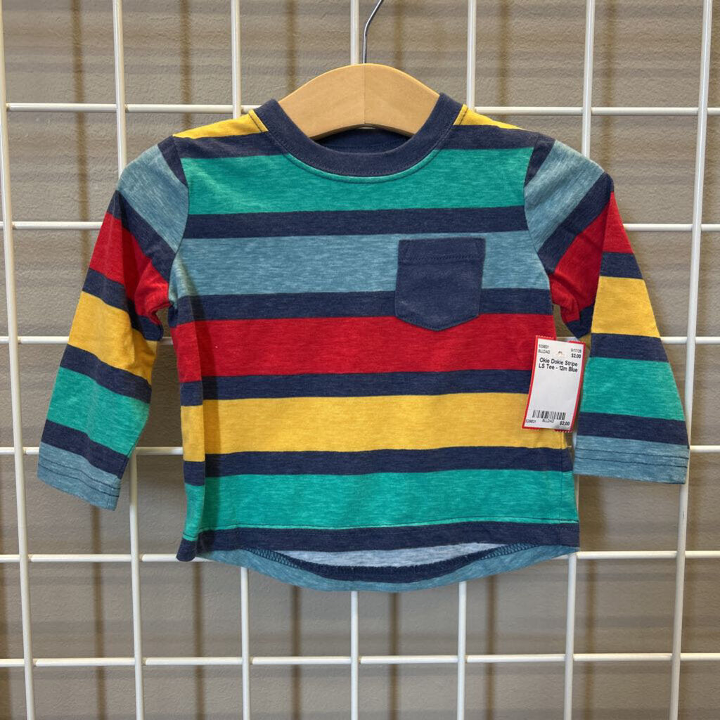 Okie Dokie Stripe LS Tee - 12m