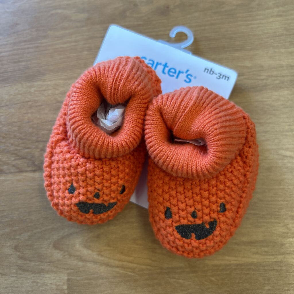 NEW Carter's Pumpkin Knit Booties - NB-3m