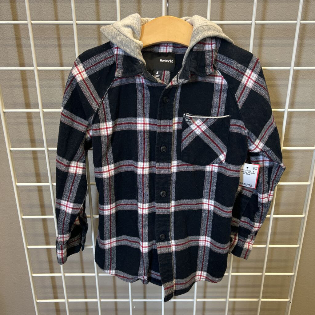 Hurley Plaid LS Button Up Hoodie - 5T