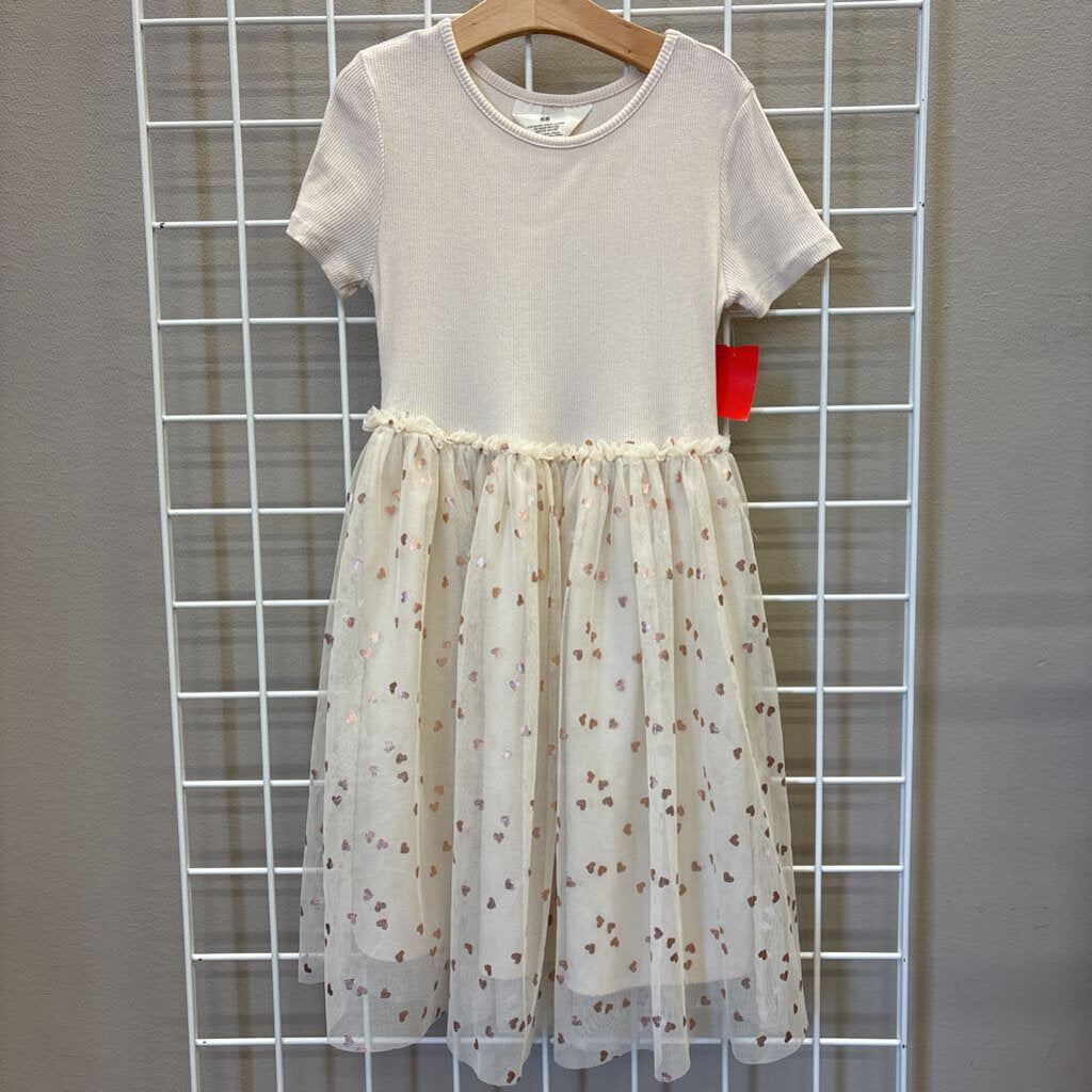 H&M Ribbed Tulle Heart SS Dress - 8/10