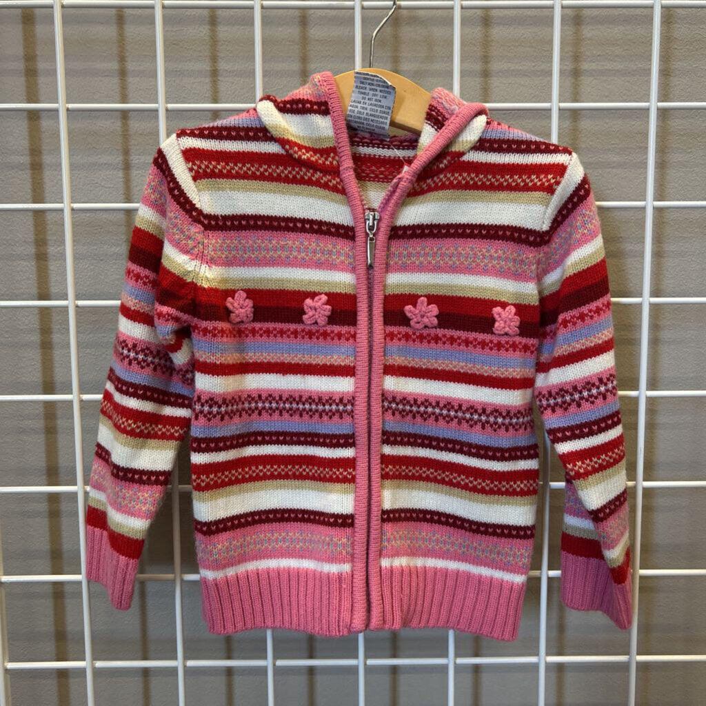Stripe Knit Hoodie Cardigan - 4T