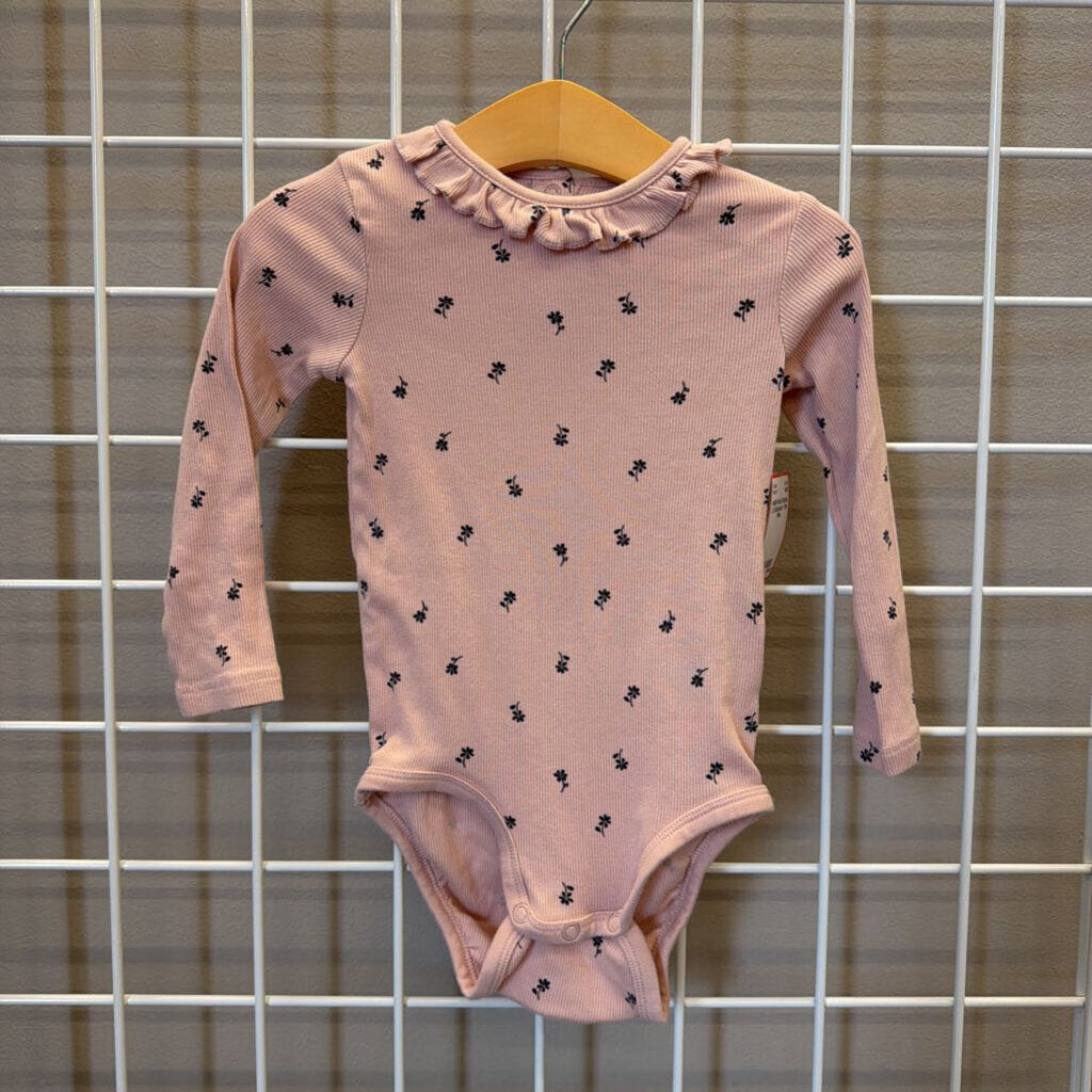 H&M Floral Ribbed LS Bodysuit - 18m