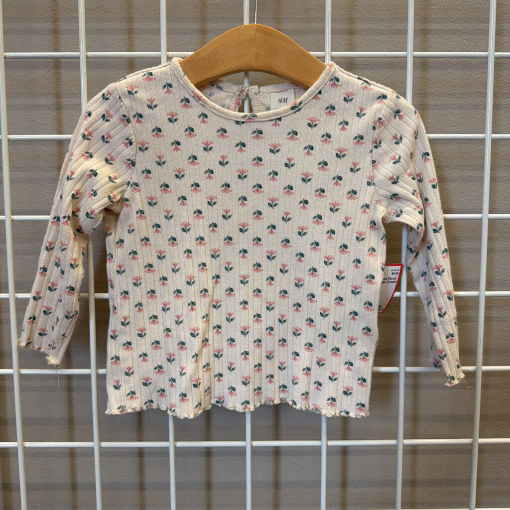 H&M Ribbed Floral LS Top - 18m