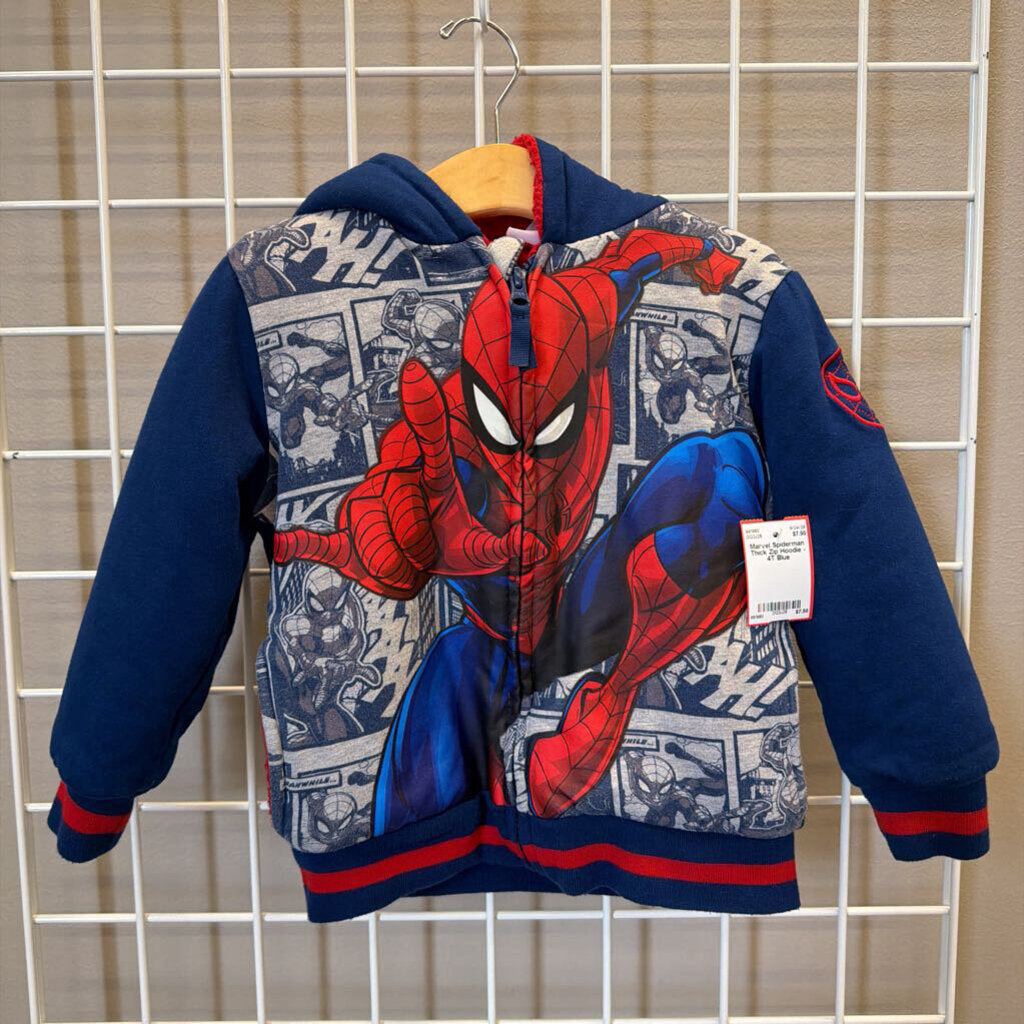Marvel Spiderman Thick Zip Hoodie - 4T