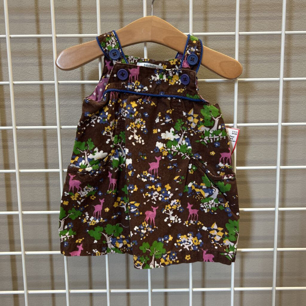 Mini Boden Deer Corduroy Tank Dress - 3/6m