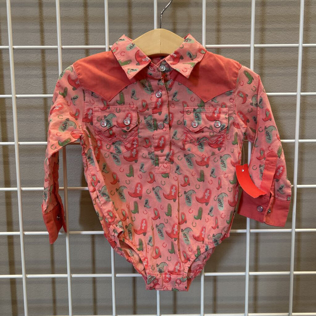Wrangler Cowgirl LS Snap Onesie - 6/9m