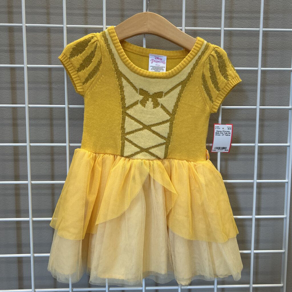 Disney Princess Belle Knit Tulle SS Dress - 2T