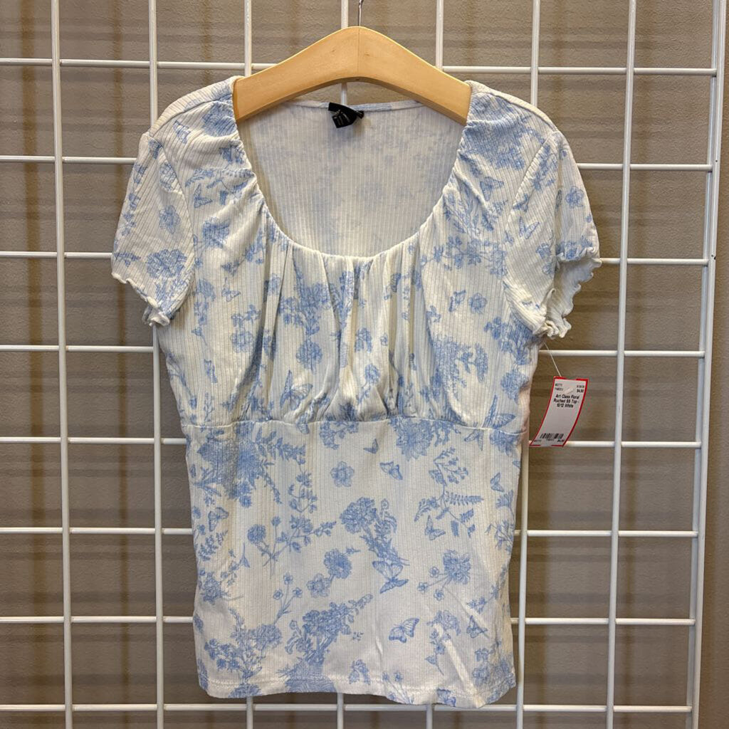 Art Class Floral Ruched SS Top - 10/12