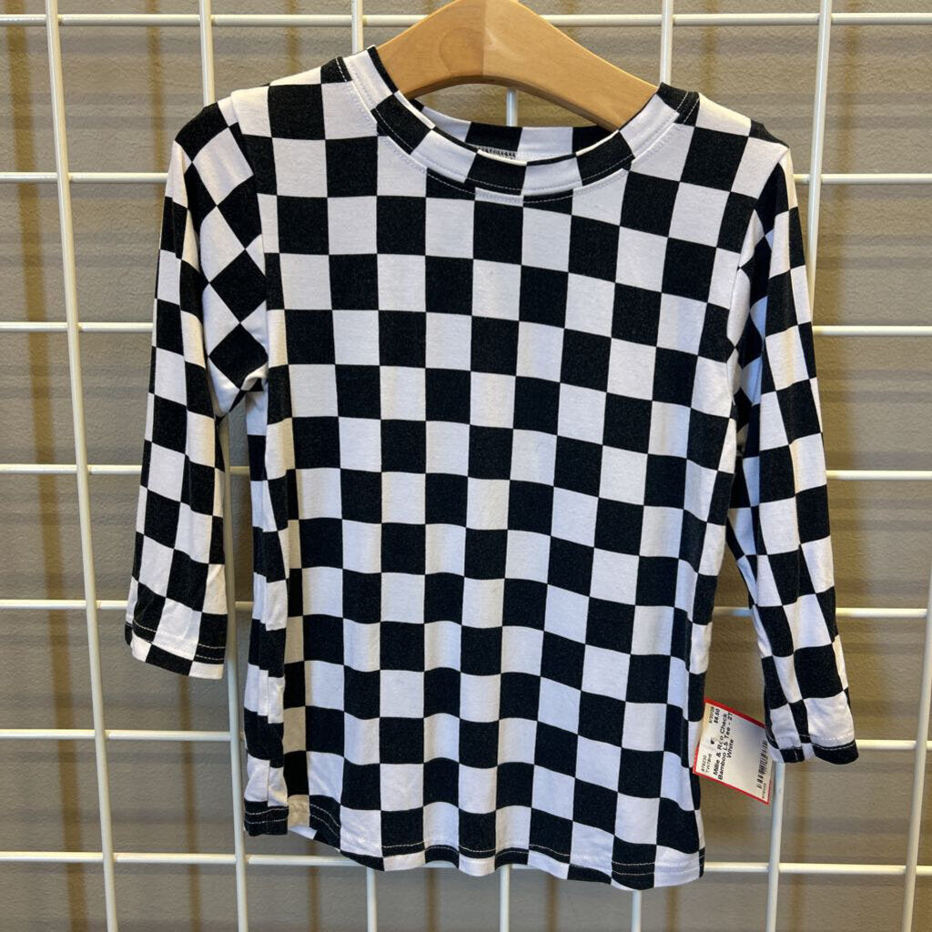 Millie & Roo Check Bamboo LS Tee - 2T