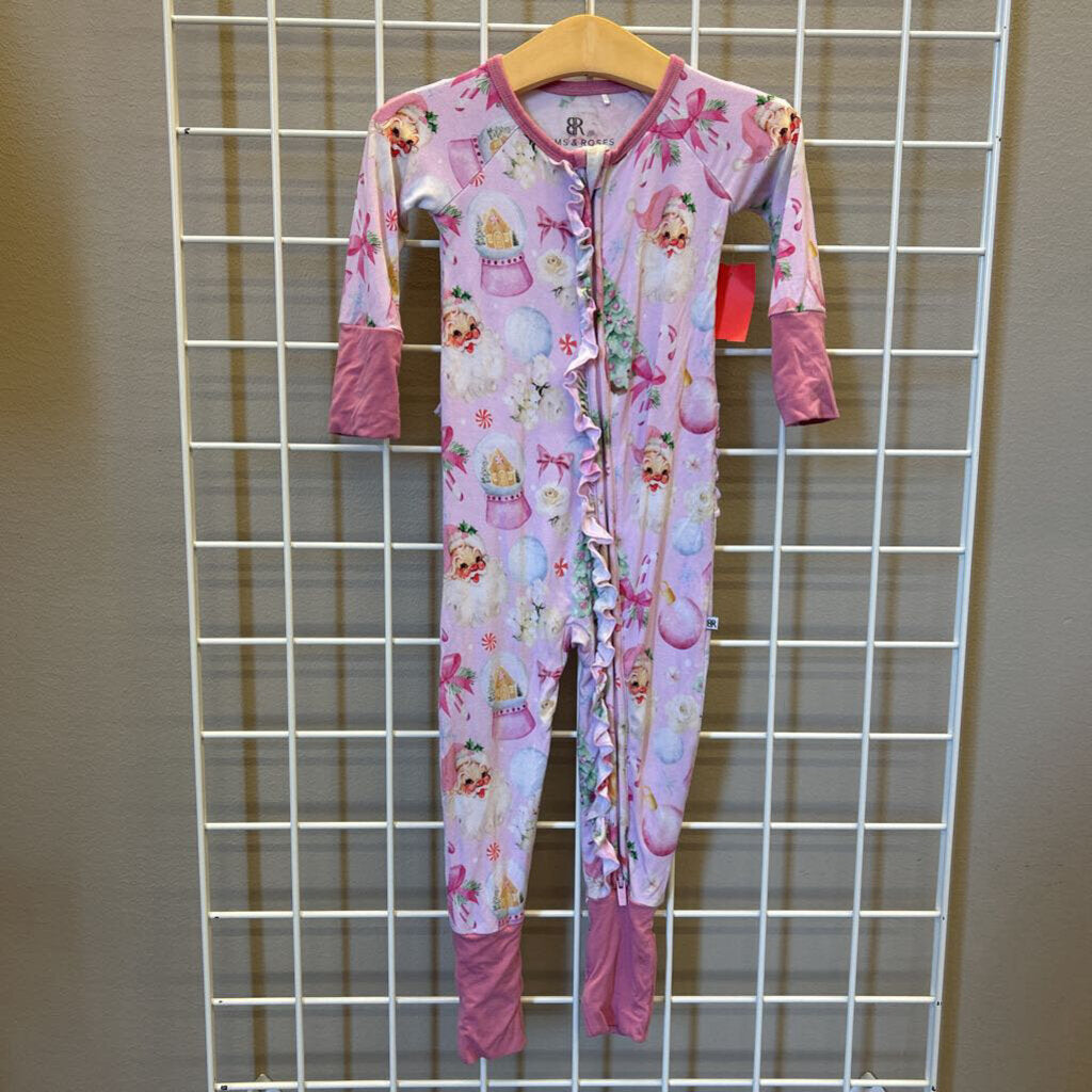 Bums & Roses Bamboo Santa Zip Sleeper - 18/24m