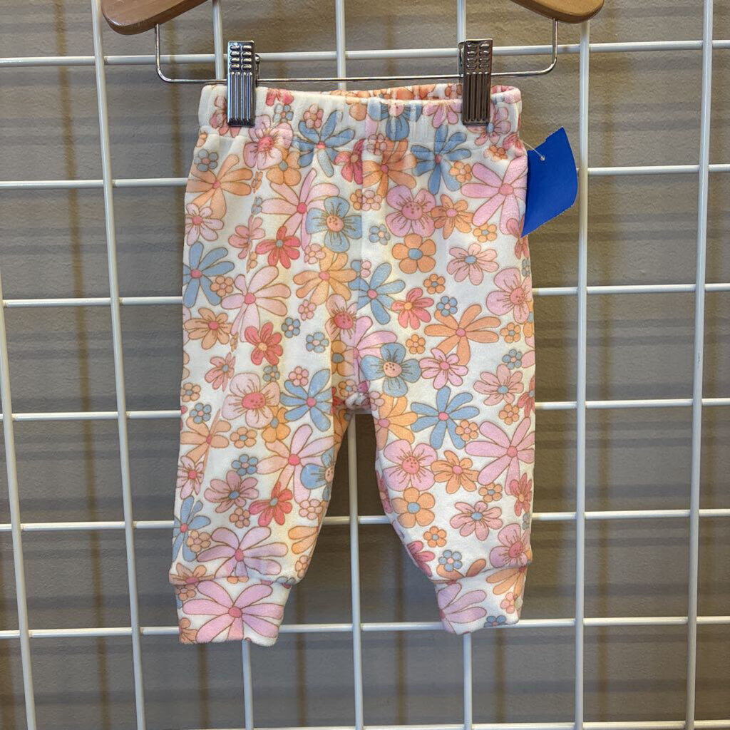 Charlotte & Star Soft Flower Pants - 0/3m