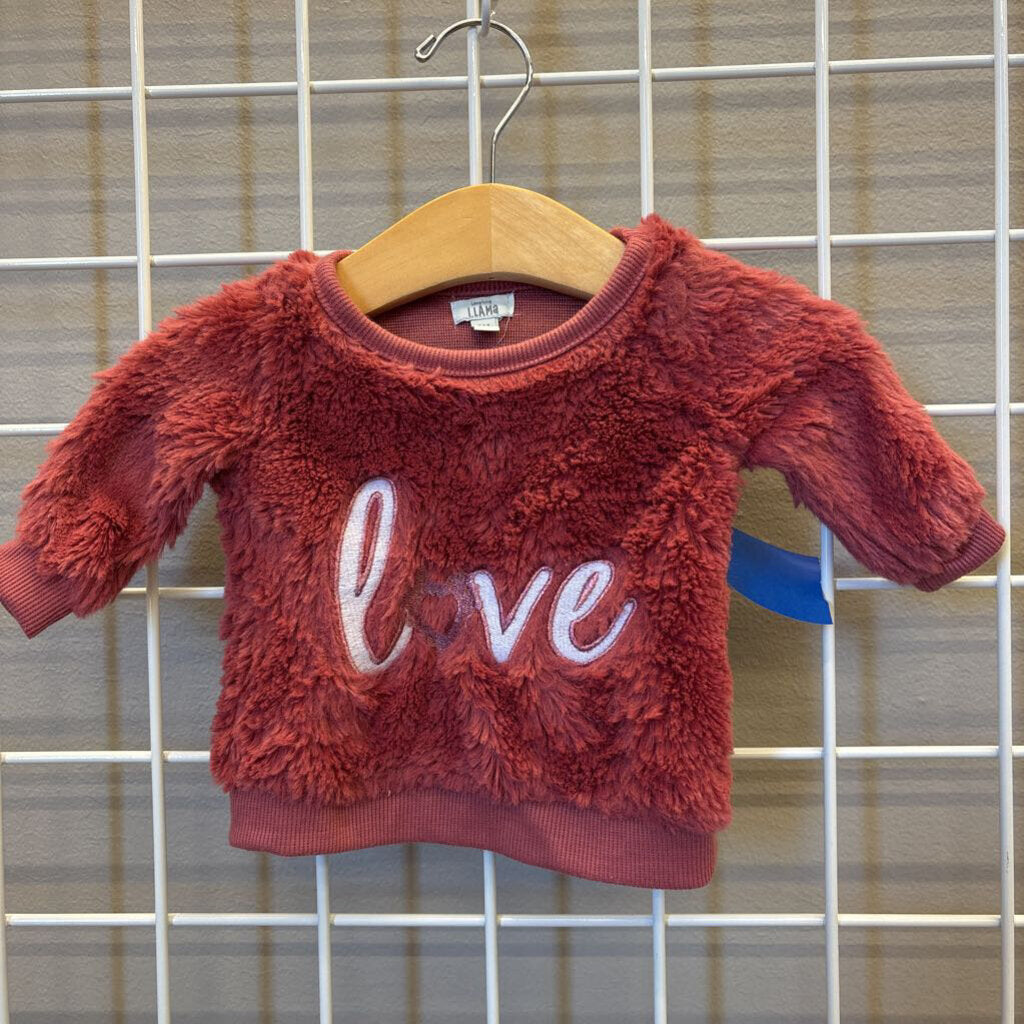 Laughing Llama Love Fuzzy Crewneck - 3m