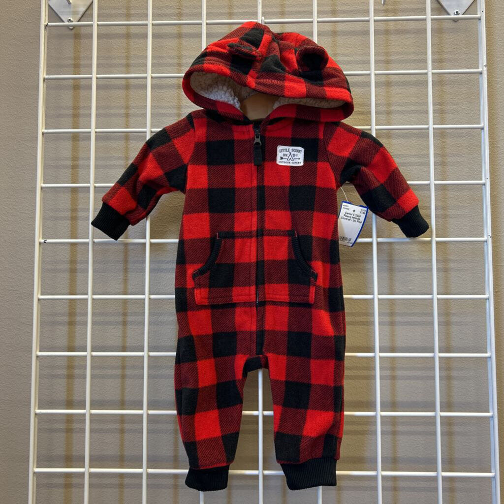Carter's Plaid Fleece Hoodie Coverall - 3m