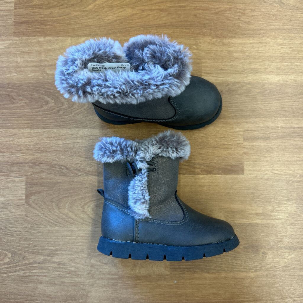 Osh Kosh Grey Fuzzy Boots - 6