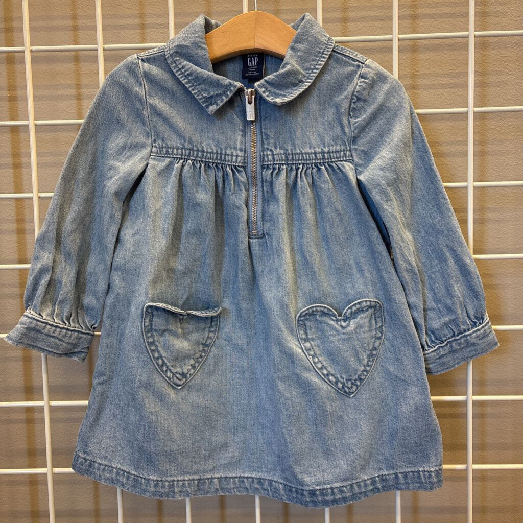 Baby Gap Denim Heart LS Dress - 2T