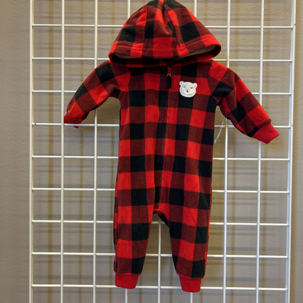 Carter's Fleece Plaid Hoodie Coverall - 6m