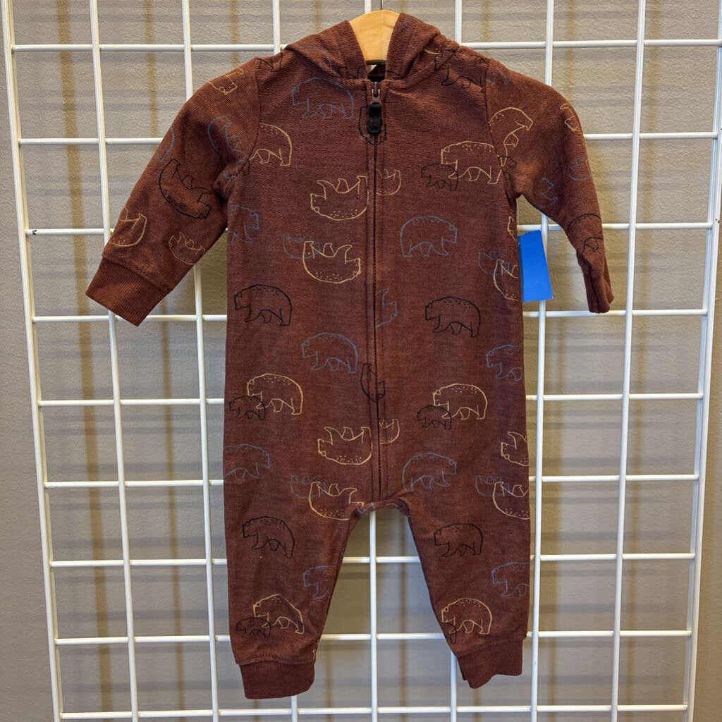 Carter's Bear Zip Hoodie Coverall - 9m