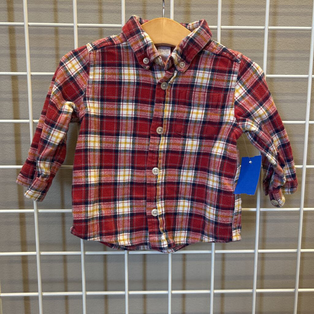 Osh Kosh Plaid Flannel LS Button Up - 18m