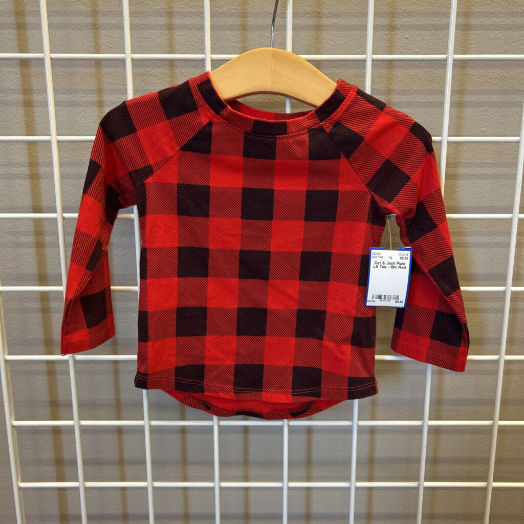 Cat & Jack Plaid LS Tee - 18m